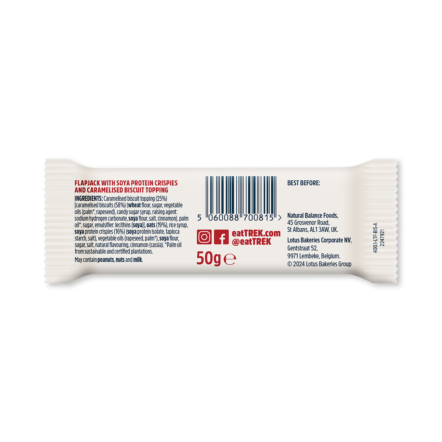 Trek Biscoff protein flapjack 16x50g, UK version