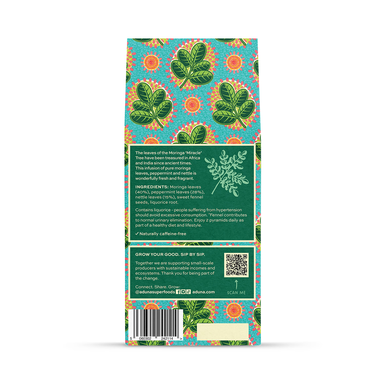 Aduna Cleanse Superfood Moringa Tea 15 tea bags, imported from the UK