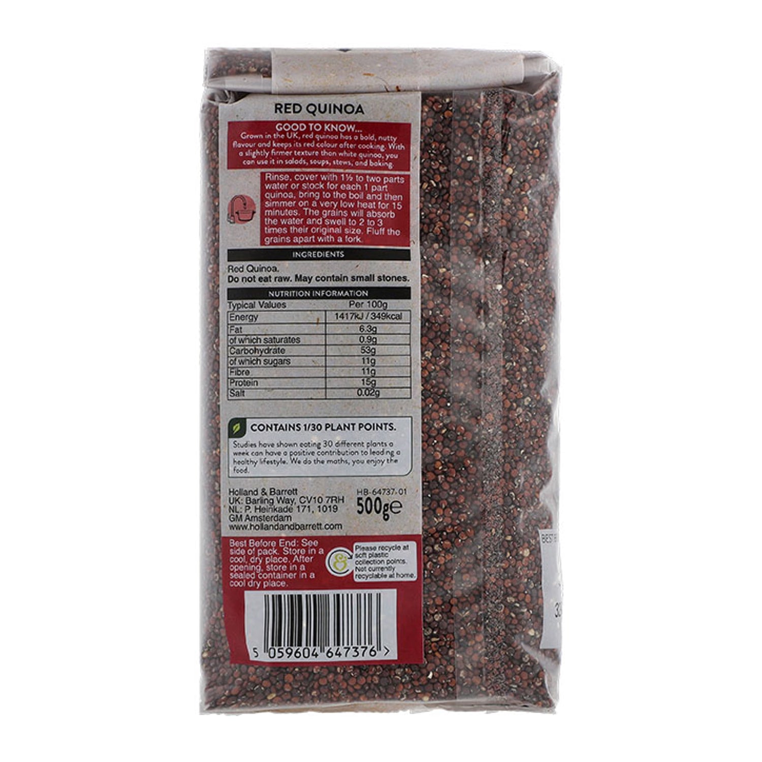 Holland & Barrett red quinoa 500g, UK version