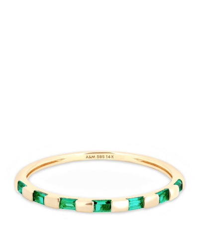 Harrods Astrid & Miyu Yellow Gold and Emerald Baguette Ring- Buy online at McGrocer