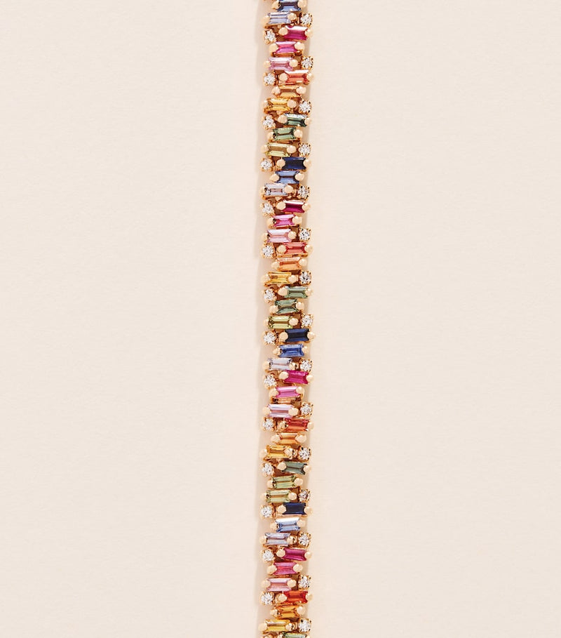Suzanne Kalan rainbow sapphire tennis bracelet, imported from the UK