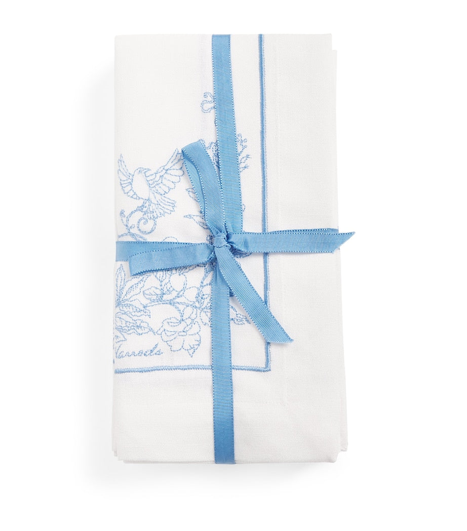 Harrods cotton-linen embroidered napkins set of 4, UK version