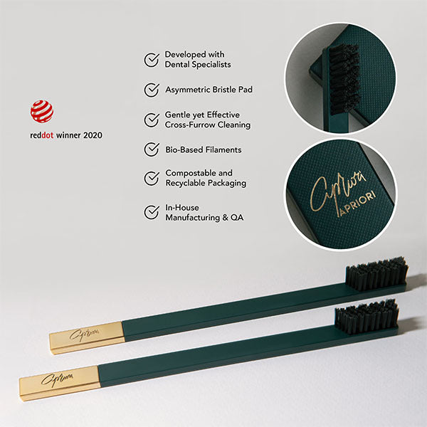 APRIORI British Racing Green Gold Soft toothbrush, UK version
