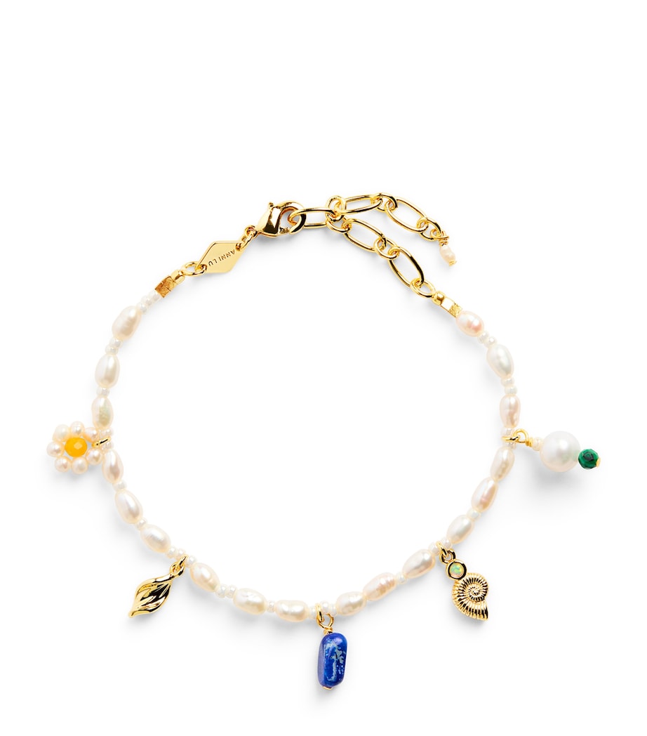 Anni Lu gold-plated beaded bracelet 16.5cm, UK version