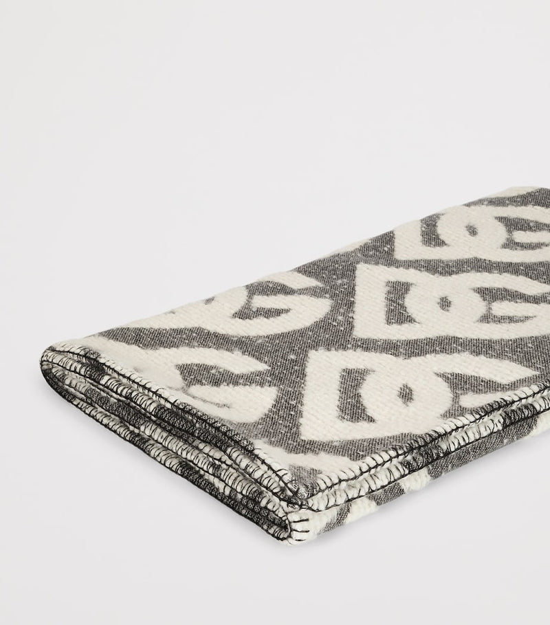 Dolce&Gabbana Casa wool-cashmere-silk logo throw 140x180cm, imported from the UK