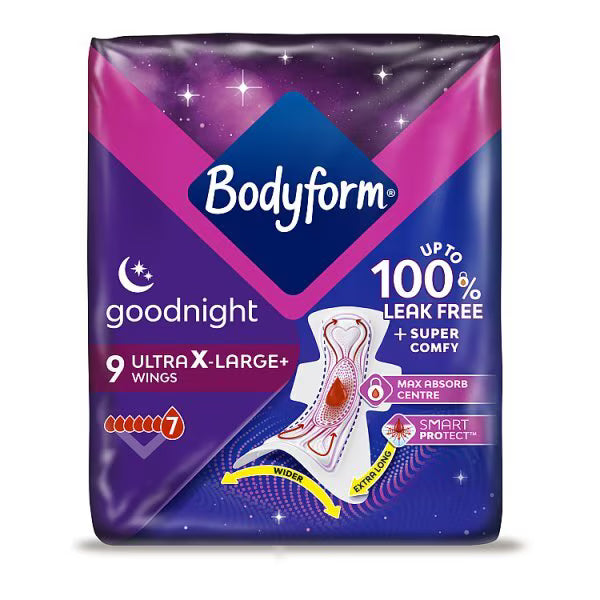 Bodyform Ultra Goodnight Sanitary Towels Extra Large 9 pack - British product
