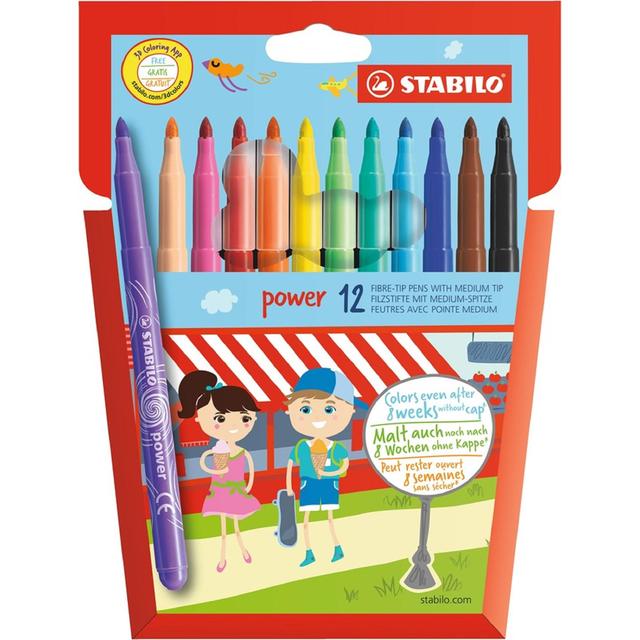 STABILO Power colouring pens wallet of 12 assorted colours   12 per pack GOODS M&S   