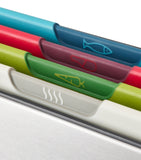 Joseph Joseph colour-coded chopping board set with storage case, UK version