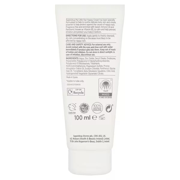 Superdrug My Little Star vegan nappy cream 100ml (British brand)