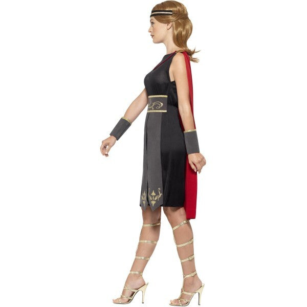 Smiffys Roman Warrior Costume black dress cape cuffs headband - British product