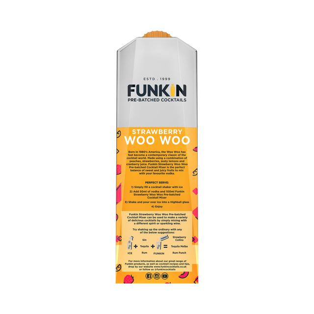 Funkin Strawberry Woo Woo Cocktail Mixer   1L