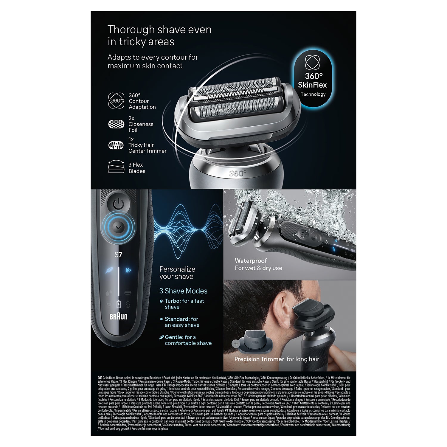 Braun Series 7 electric shaver with SmartCare Center grey (British brand)
