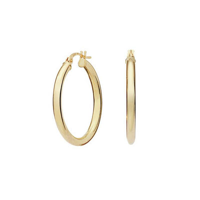 Argos Revere 9ct Gold Plain Creole Hoop Earrings, Drop 26mm- Buy online at McGrocer