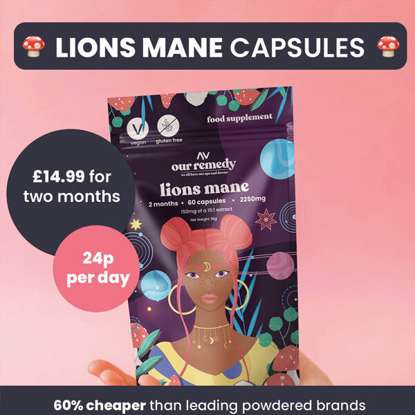 Our Remedy Lions Mane 2250mg capsules (British brand)