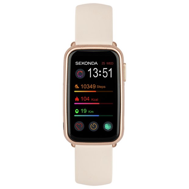 Sekonda fitness tracker smart watch with pink silicone strap (British brand)