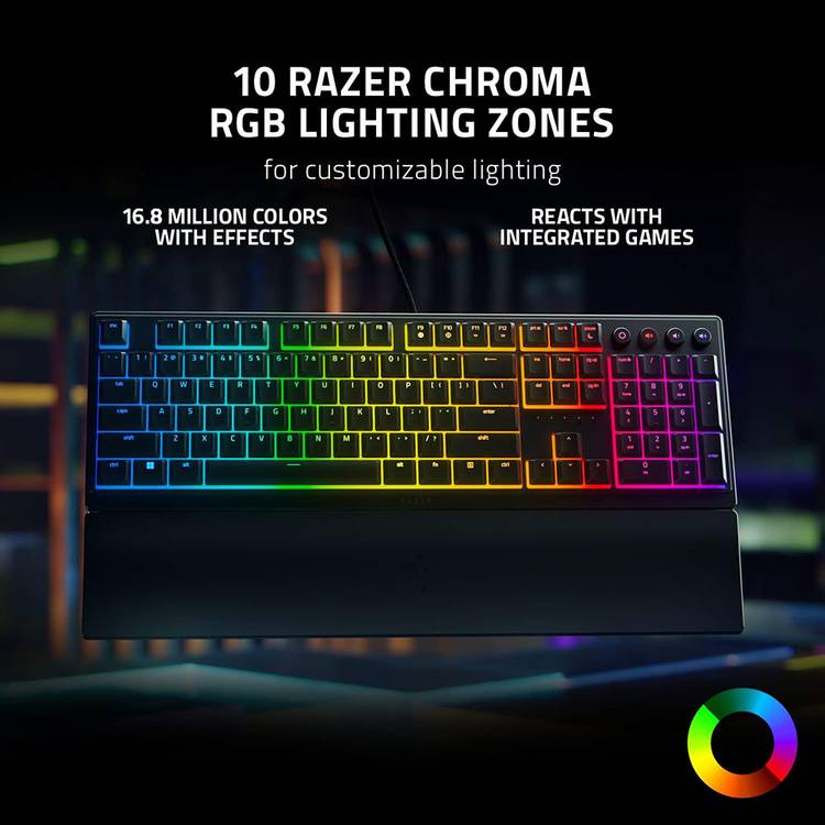 Razer Ornata V3 wired gaming keyboard in black, UK version