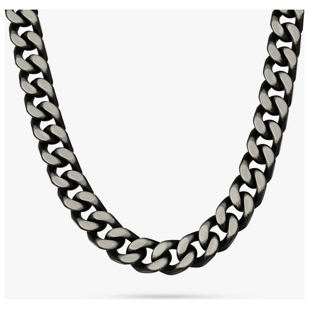 Revere men's antiqued stainless steel curb chain necklace 51cm (British brand)