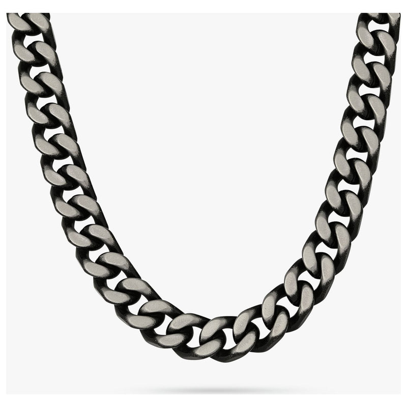 Revere men's antiqued stainless steel curb chain necklace 51cm (British brand)