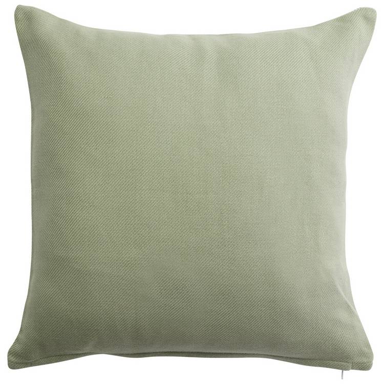 Argos Home woven check cushion in green 43x43cm - British product