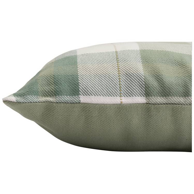 Argos Home woven check cushion in green 43x43cm - British product