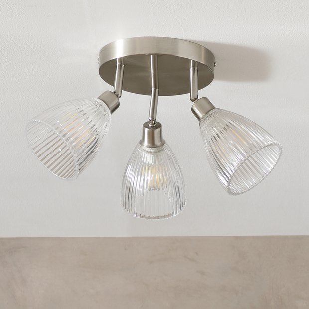 Argos Home steel 3-light ribbed spotlights chrome - British brand