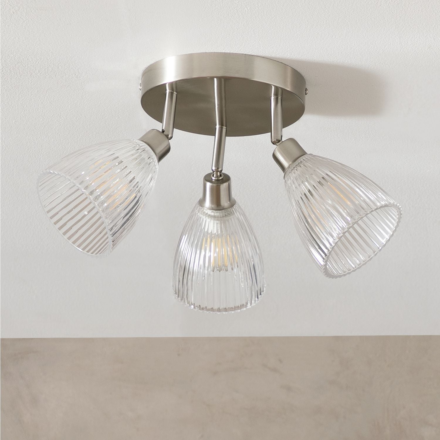 Argos Home steel 3-light ribbed spotlights chrome - British brand