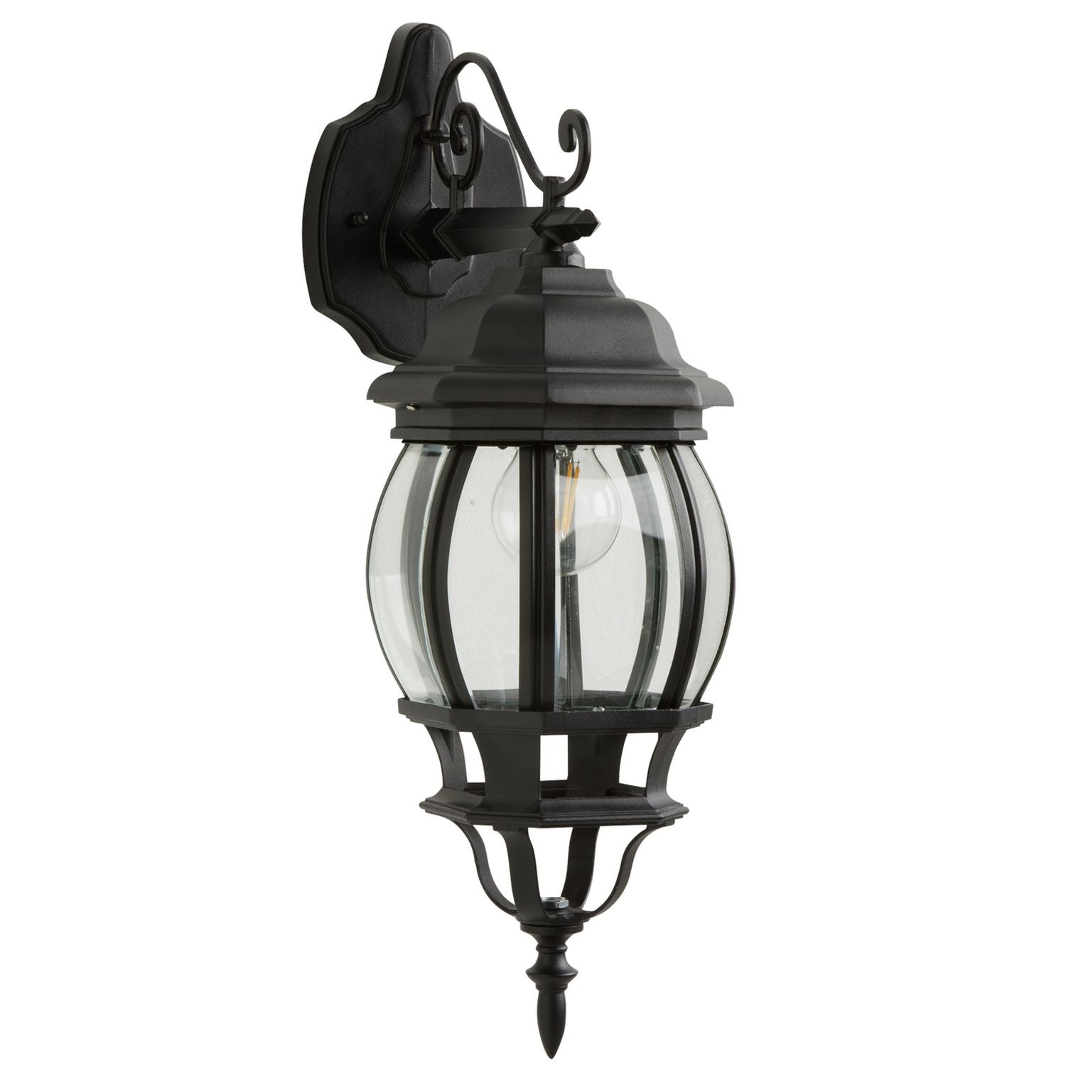 Pumpkin 8 sided black outdoor wall lantern with motion sensor (British brand)