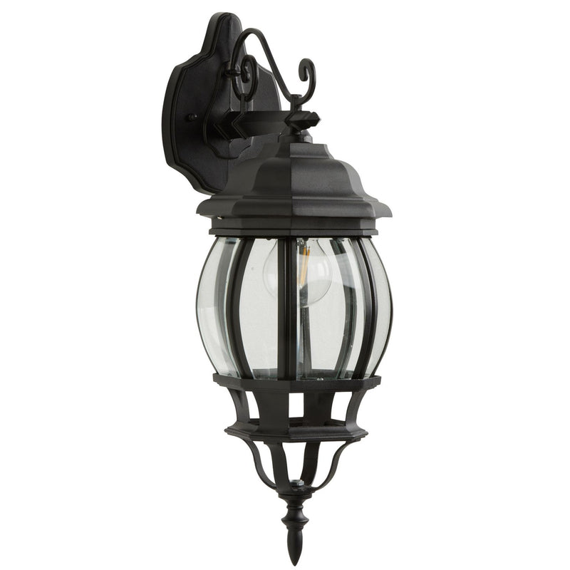 Pumpkin 8 sided black outdoor wall lantern with motion sensor (British brand)