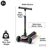 Zinc 3 wheel scooter for kids black adjustable height (British brand)