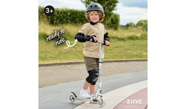 Zinc Twister Light Up Foldable 2 Wheel Scooter - White