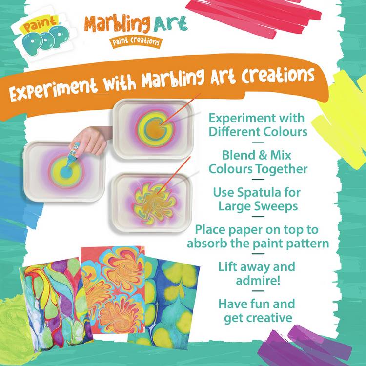 Paint Pop Marbling Set 12 paints craft kit, UK version