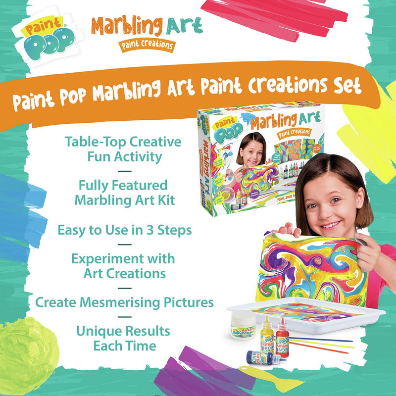 Paint Pop Marbling Set 12 paints craft kit, UK version