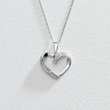 Revere sterling silver diamond heart open pendant necklace (British brand)