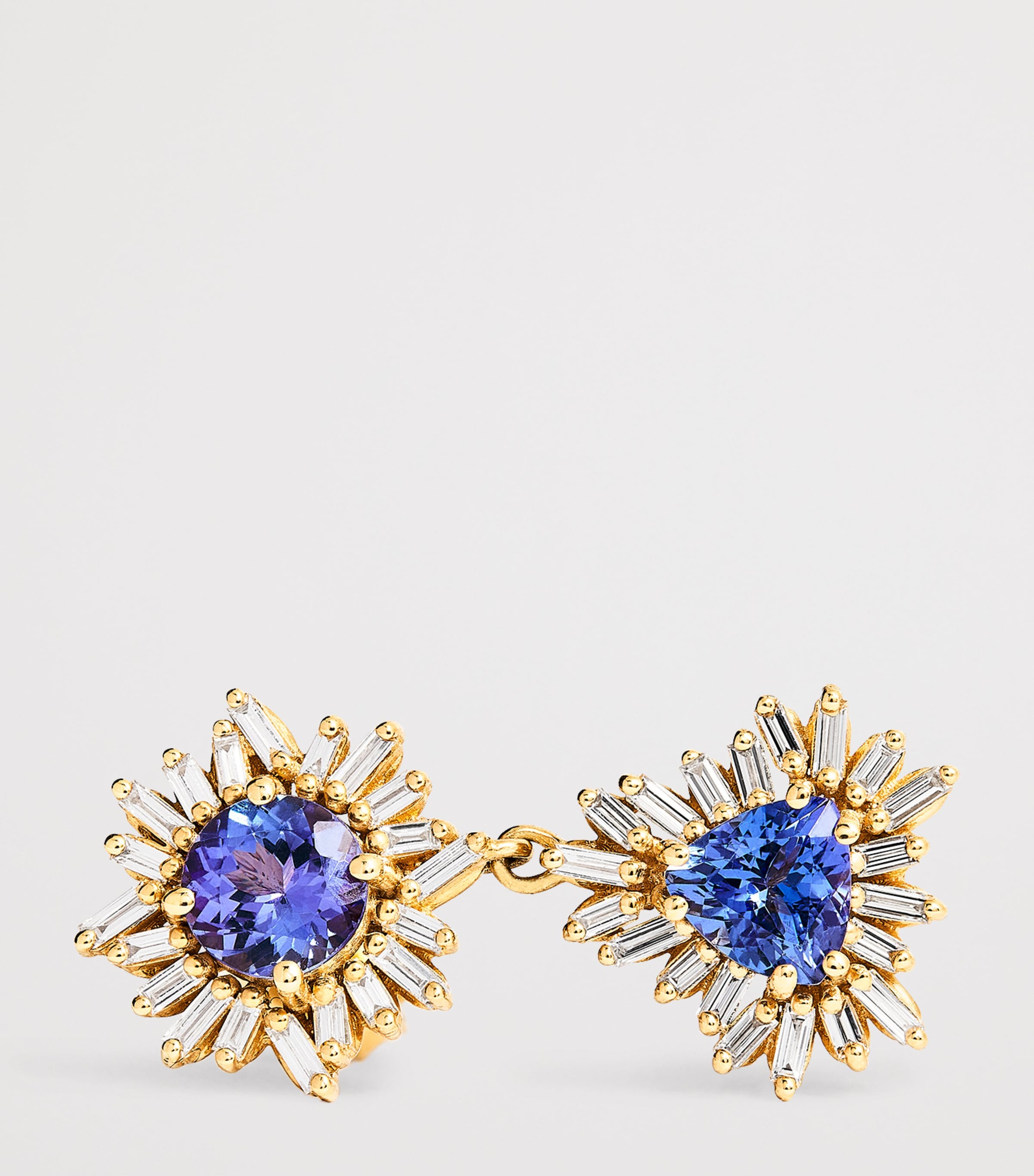 Suzanne Kalan blue sapphire diamond drop earrings 18kt yellow gold - British product