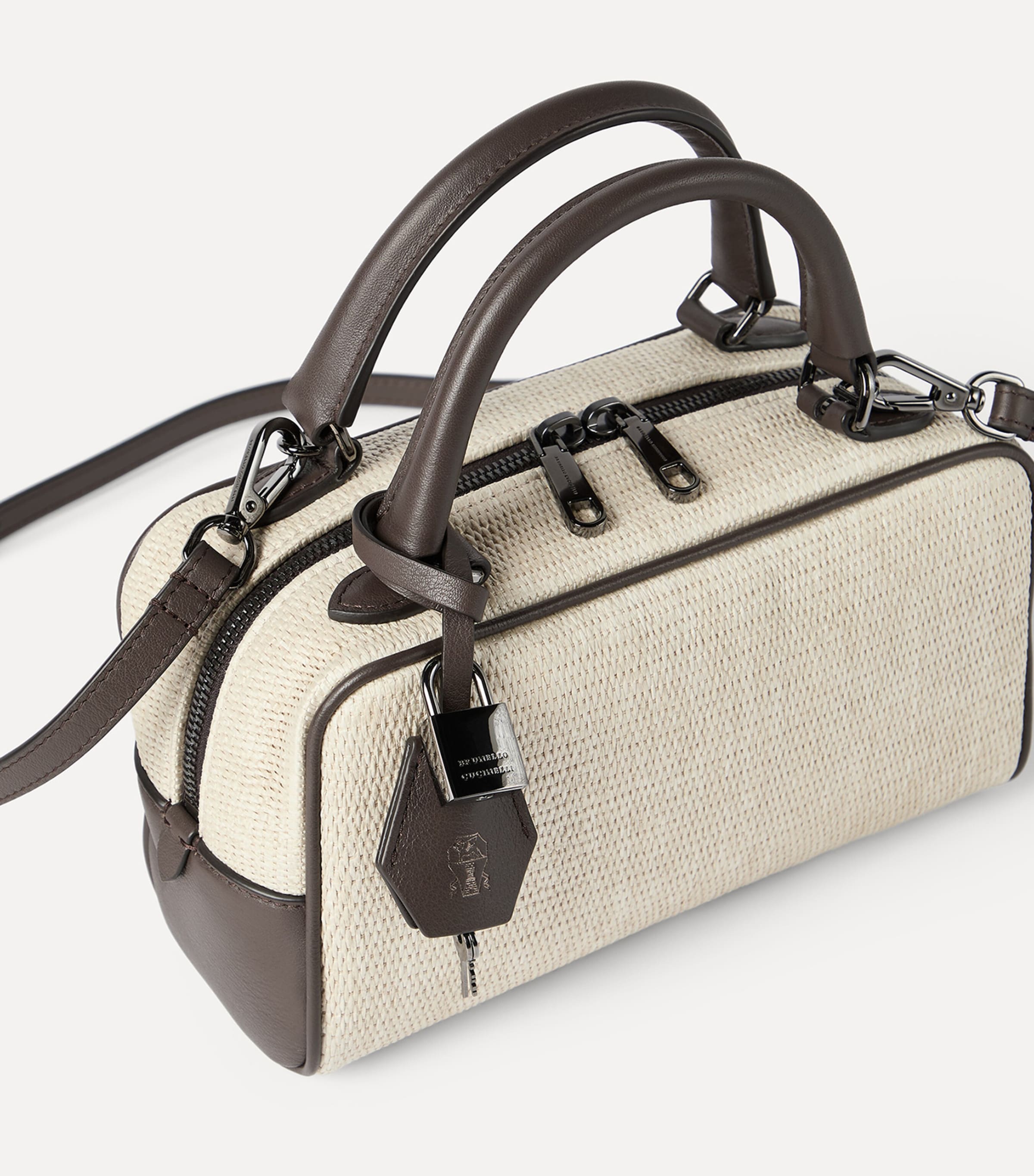 Brunello Cucinelli small woven Explorer Boston top-handle bag, UK version