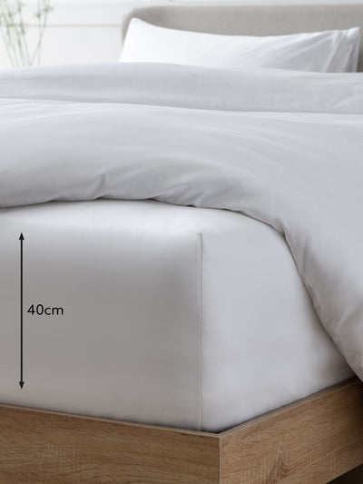 Collection Luxe Drap-housse Plat Coton Égyptien 400 fils Blanc Extra Profond Next - Acheter en ligne chez McGrocer