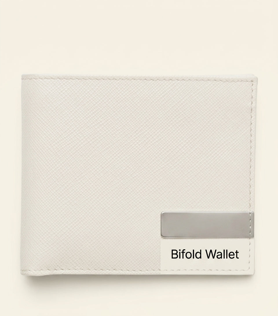 Prada Saffiano leather bifold wallet with card slots, imported from the UK