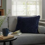 Habitat Faux Shearling Plain Cushion - Navy - 55x40cm