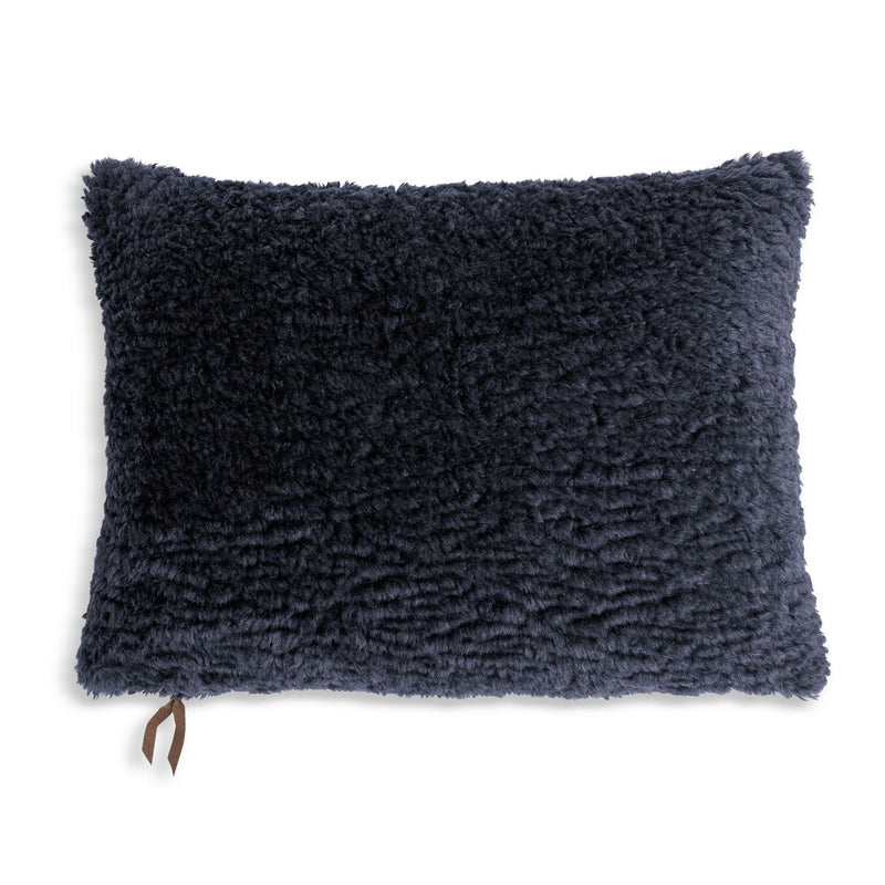 Habitat Faux Shearling Plain Cushion - Navy - 55x40cm