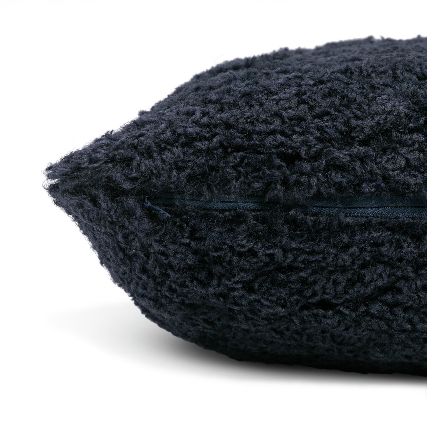 Habitat Faux Shearling Plain Cushion - Navy - 55x40cm
