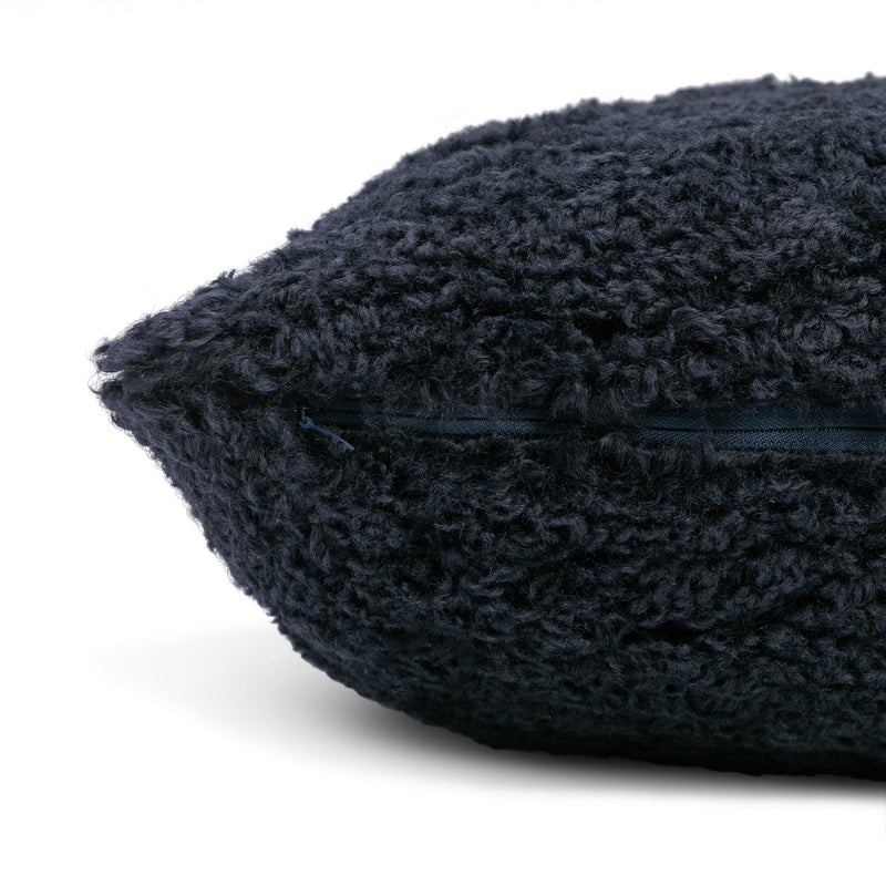 Habitat Faux Shearling Plain Cushion - Navy - 55x40cm