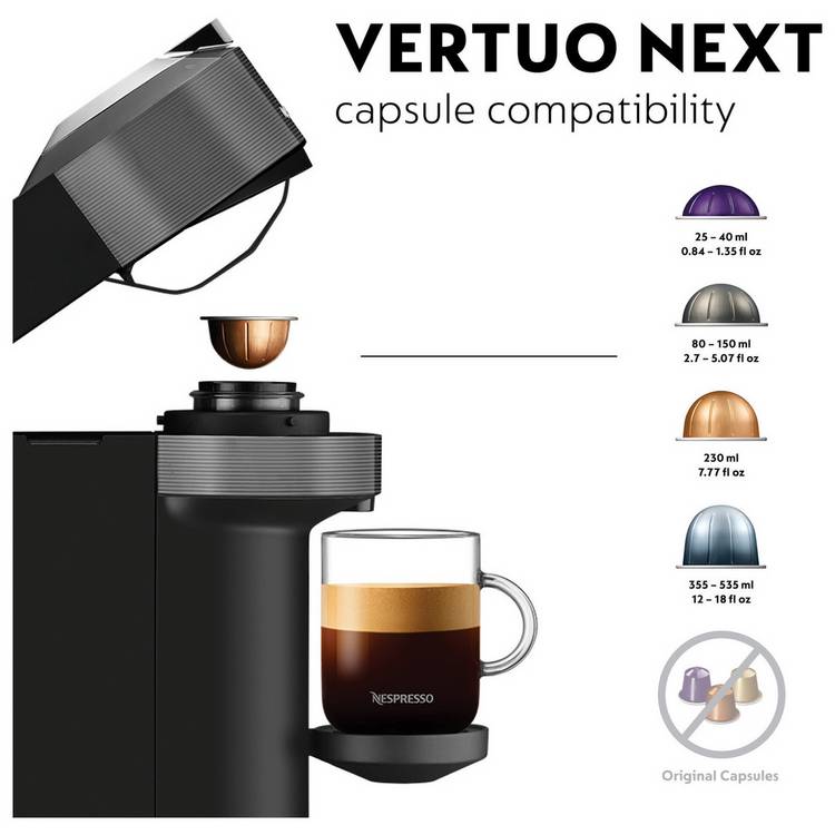 Nespresso Vertuo Next pod coffee machine grey, UK version