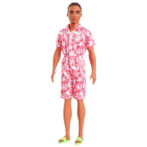 Barbie Ken doll with coral jumpsuit braided hair, imported from the UK