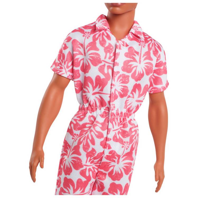 Barbie Ken doll with coral jumpsuit braided hair, imported from the UK