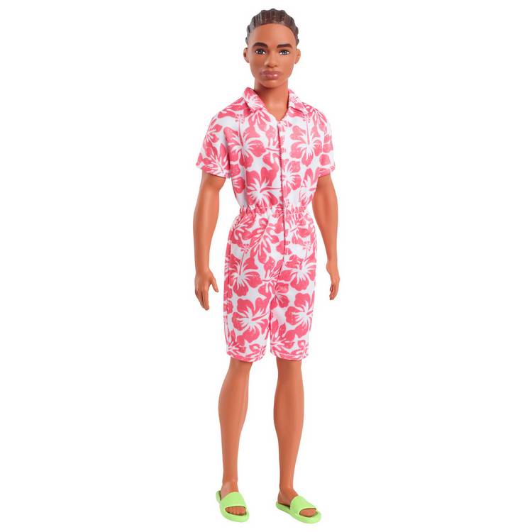 Barbie Ken doll with coral jumpsuit braided hair, imported from the UK