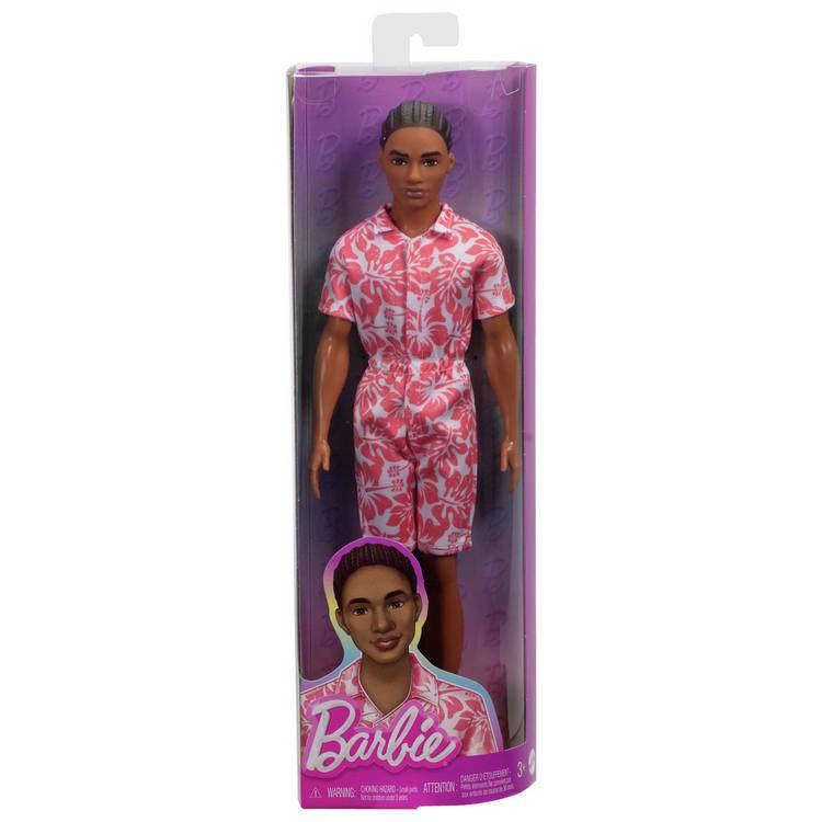 Barbie Ken doll with coral jumpsuit braided hair, imported from the UK