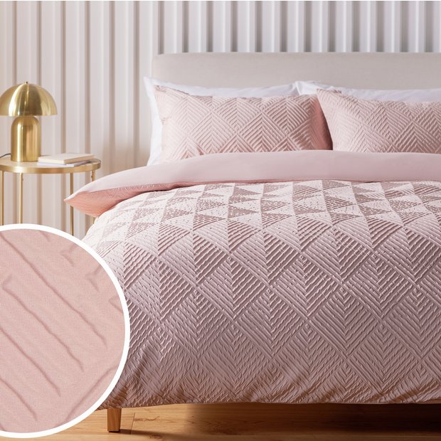 Argos Home pink embossed bedding set single size - British product