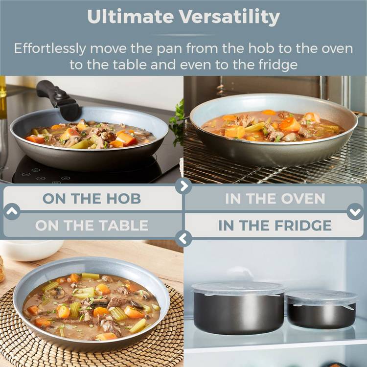 Tower 7-piece aluminium pan set grey - British product