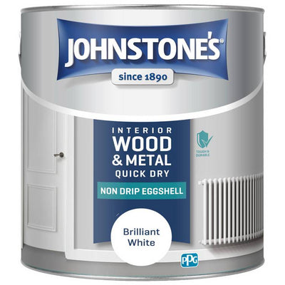 Argos Johnstone's Wood & Metal Eggshell Paint Brilliant White 2.5L- Buy online at McGrocer