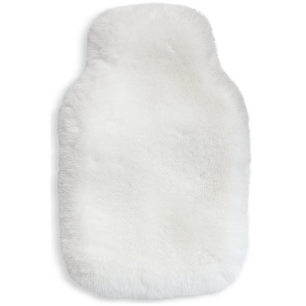 Habitat white faux fur hot water bottle (British brand)